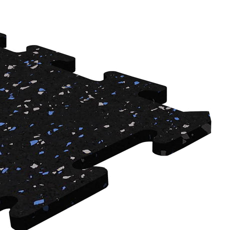 A black and blue and gray ecore athletic interlocking rubber gym flooring tile for homes