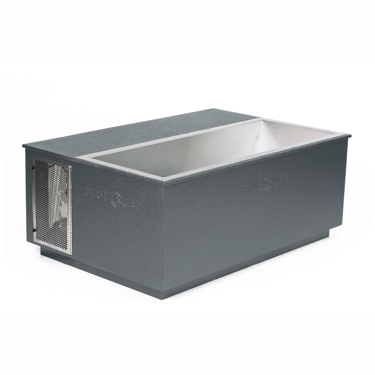 Gray BlueCube CoreChill 3 Elite Cold Plunge Tub which is commercial grade and handmade in America