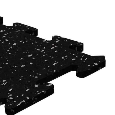 A black and gray ecore athletic interlocking rubber gym flooring tile for homes