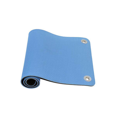 Premium quality long black and blue foam exercise mat by Perform Better