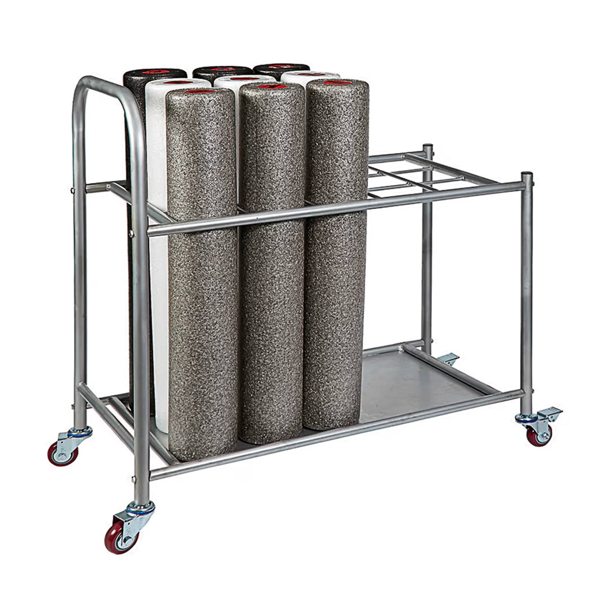 Foam roller storage cart which holds 15 rollers by Perform Better