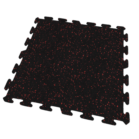 A black and red ecore athletic interlocking rubber gym flooring tile for homes