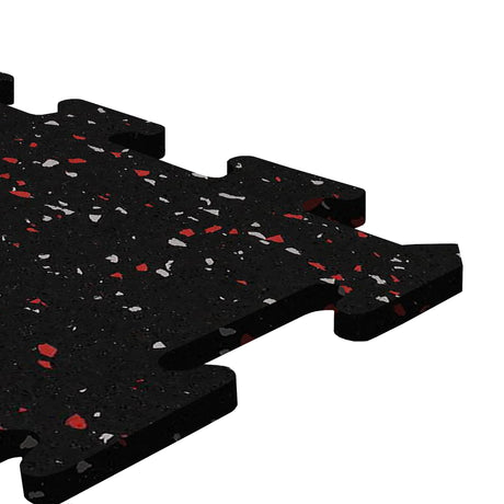 A black and red and gray ecore athletic interlocking rubber gym flooring tile for homes