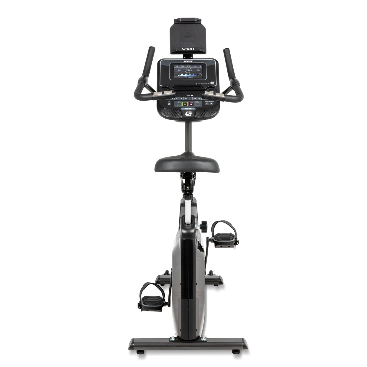 Spirit Fitness XBU55 residential grade upright bike with LCD screen and built in fan