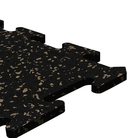 A black and brown Ecore Athletic interlocking rubber gym flooring tile for homes